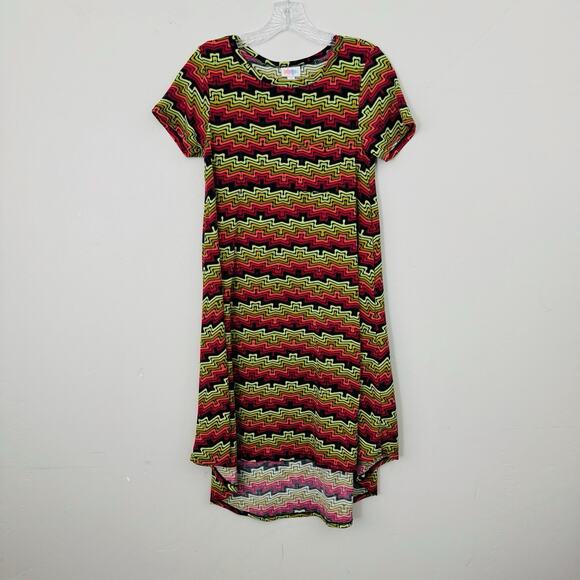 LulaRoe Carly Multicolor Retro Geometric Short Sleeve Dress Women’s Size XS - Picture 1 of 7